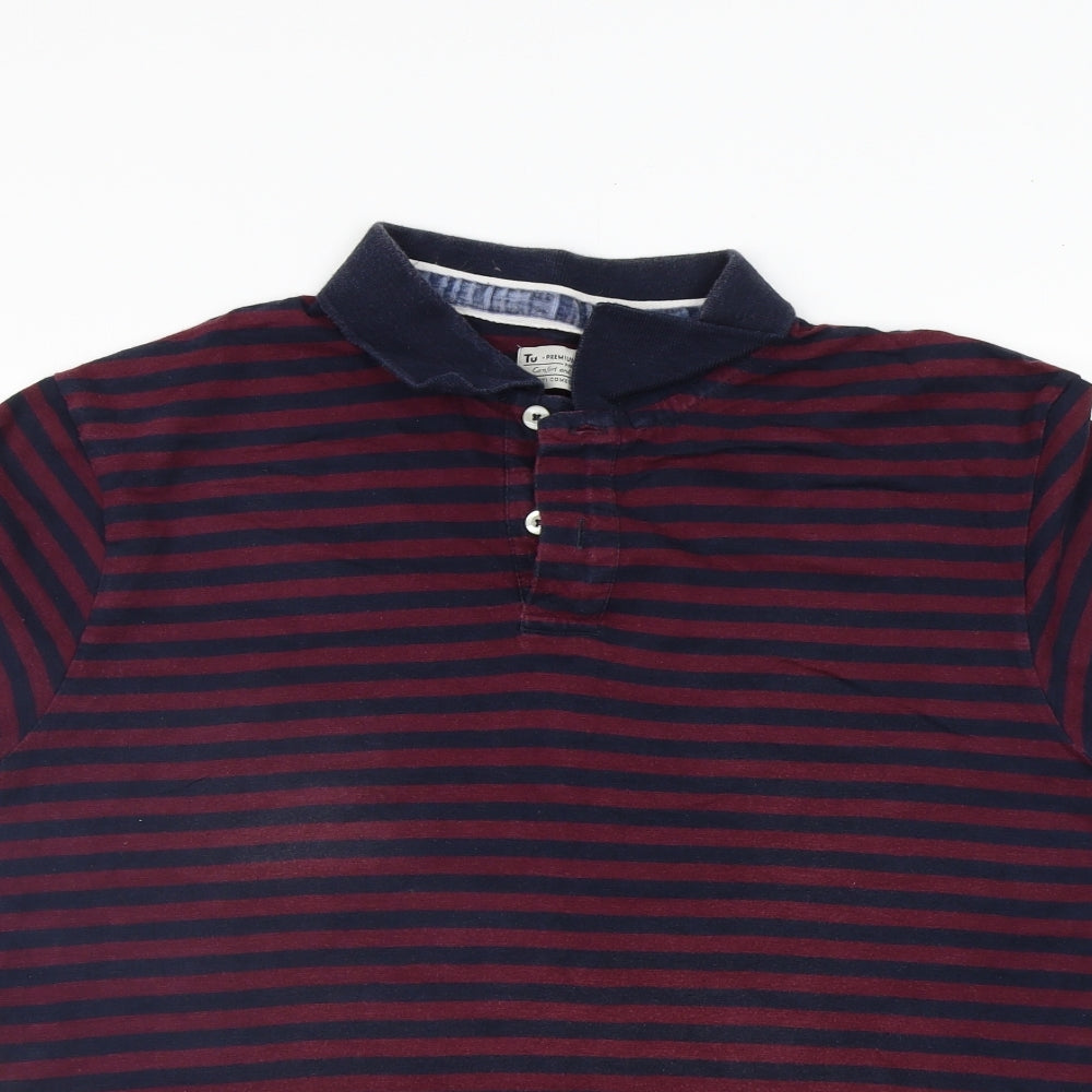 TU Mens Purple Striped   Polo Size XL