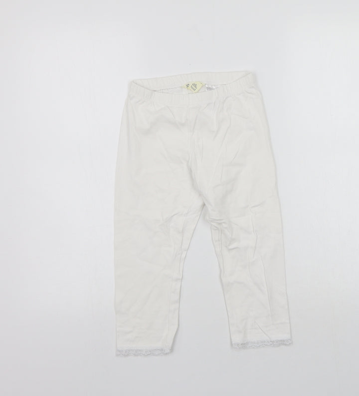 H&M Girls White Jegging Trousers Size 10-11 Years - Elastic Waist Band