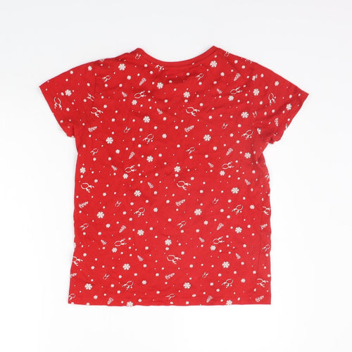 Primark Womens Red Geometric  Basic T-Shirt Size 8