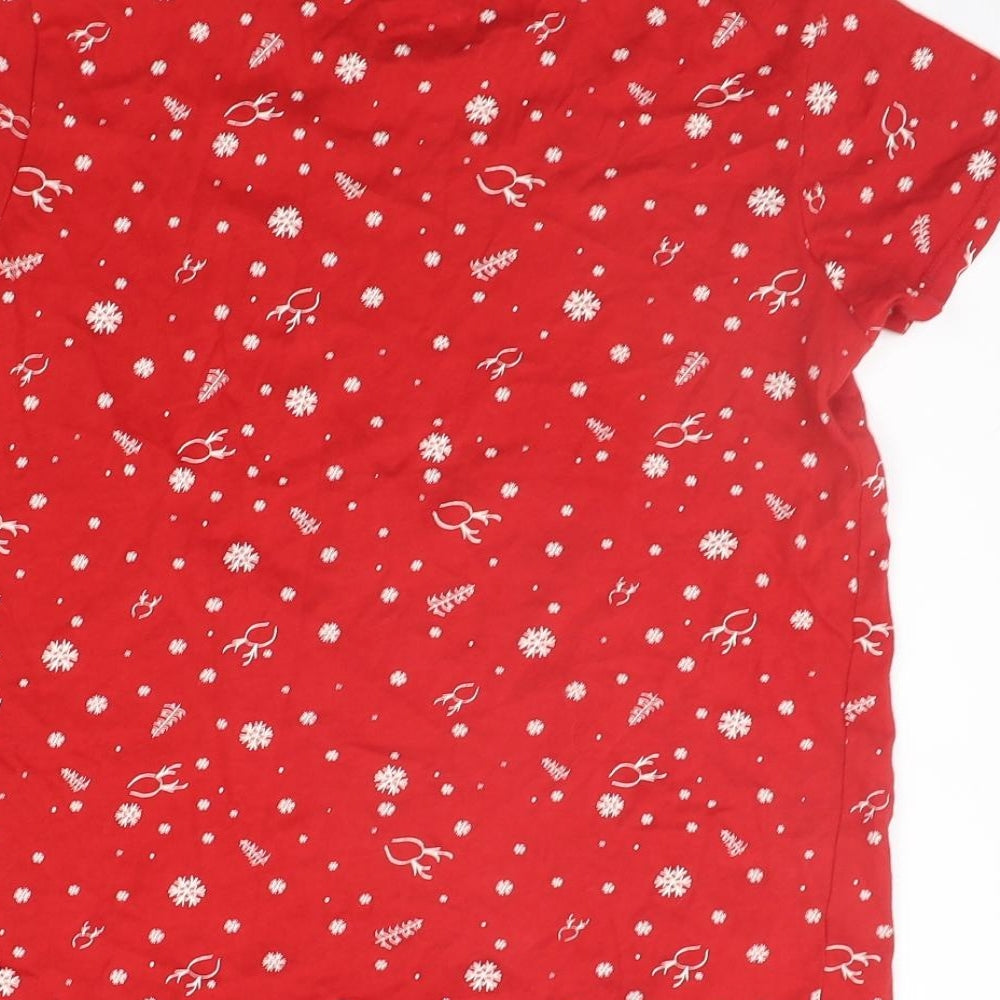 Primark Womens Red Geometric  Basic T-Shirt Size 8