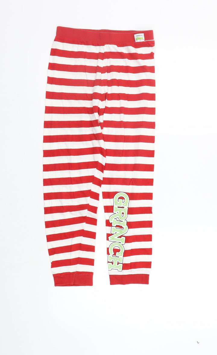 Primark Girls Red Striped Top Pyjama Pants Size 9-10 Years - Elastic Waist Band