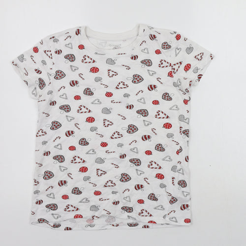 Primark Womens White Geometric  Top Pyjama Top Size 6