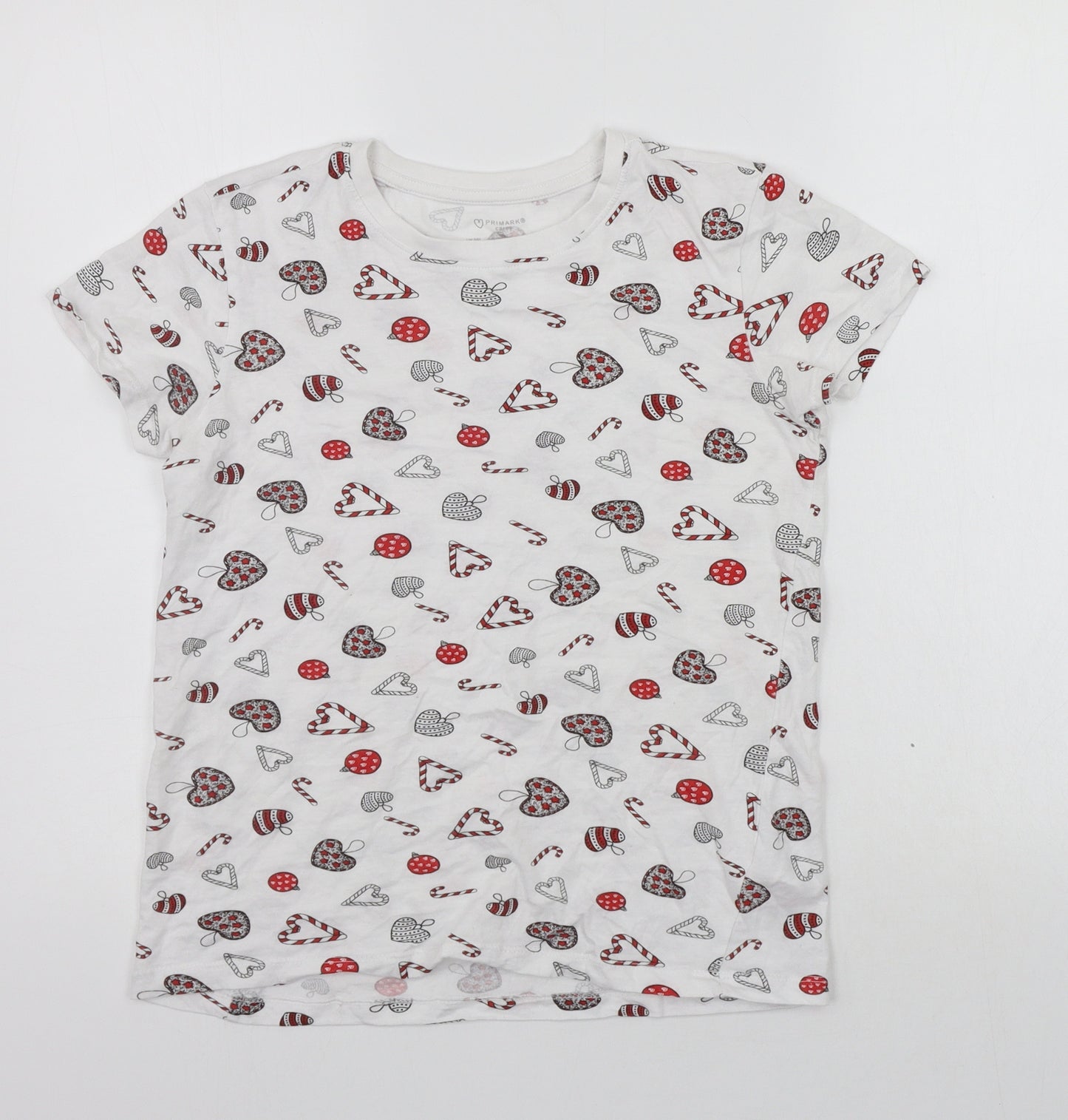 Primark Womens White Geometric  Top Pyjama Top Size 6