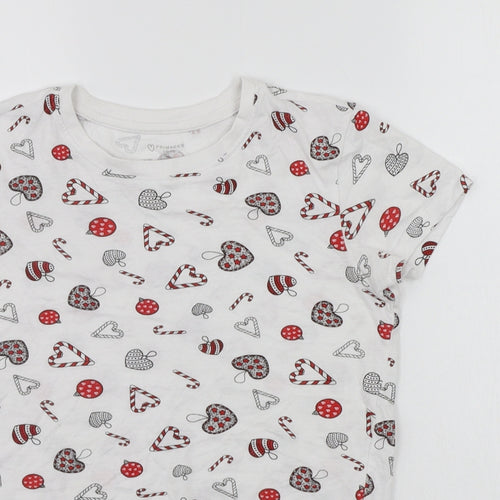 Primark Womens White Geometric  Top Pyjama Top Size 6