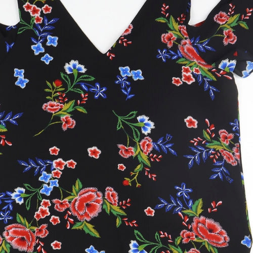 Peacocks Womens Black Floral  Basic Blouse Size 14  - Flowers