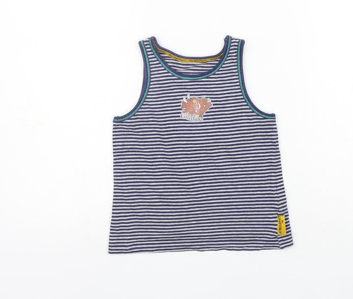 TU Boys Grey Striped Basic Tank Size 4-5 Years - THE GRUFFALO