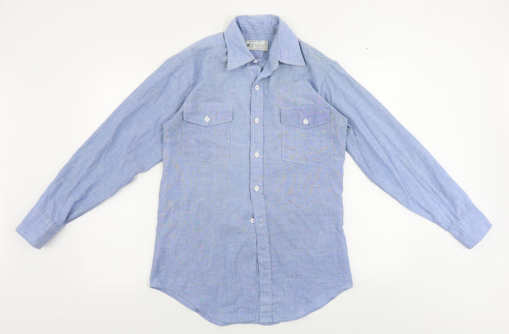 permanent press Mens Blue Button-Up Size S