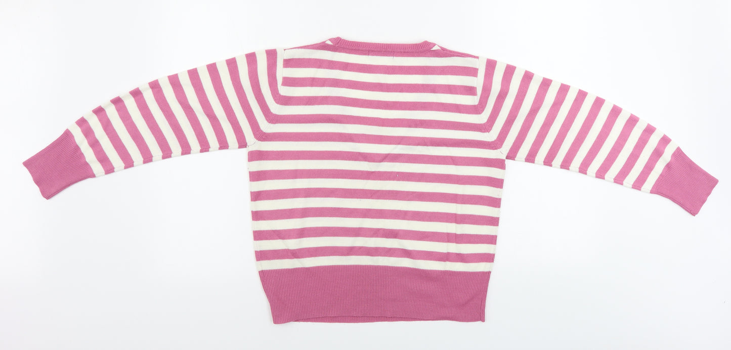 BM  Womens Pink Striped  Pullover Jumper Size S