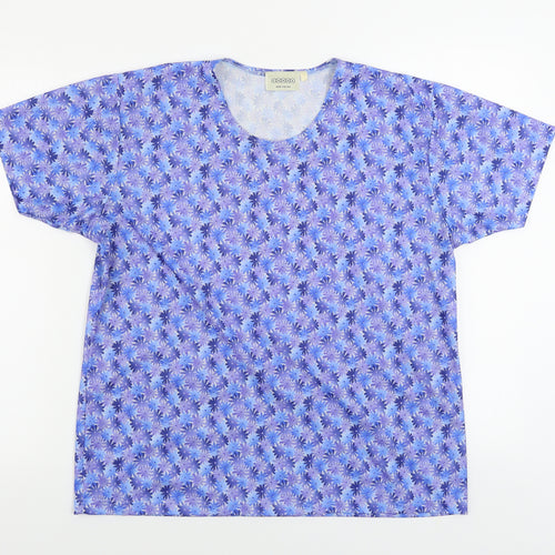 CANDA   Womens Blue Floral  Basic Blouse Size XL