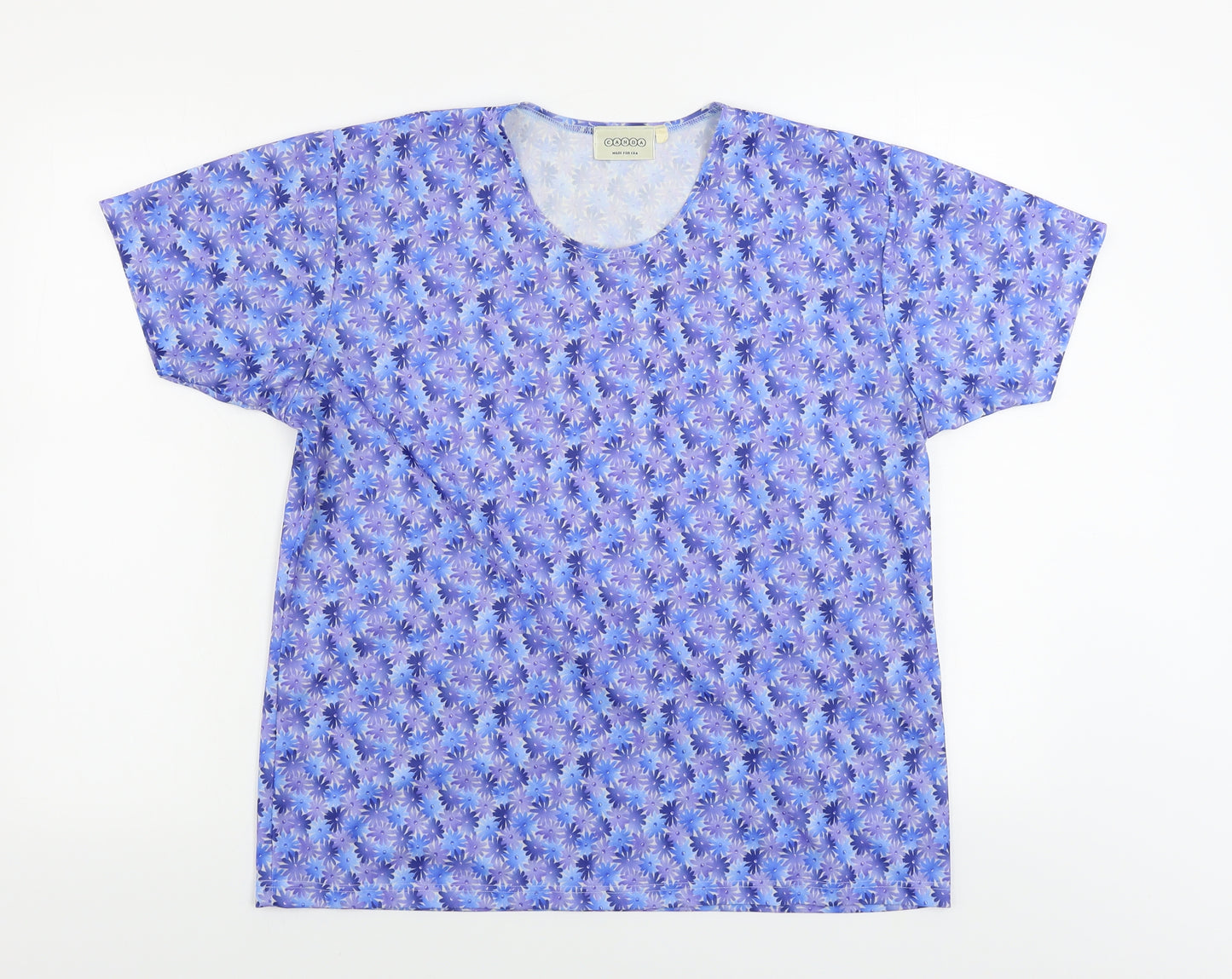 CANDA   Womens Blue Floral  Basic Blouse Size XL