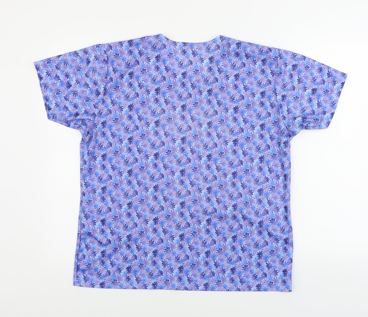 CANDA   Womens Blue Floral  Basic Blouse Size XL