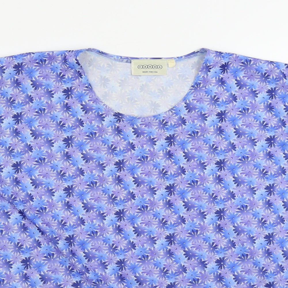 CANDA   Womens Blue Floral  Basic Blouse Size XL