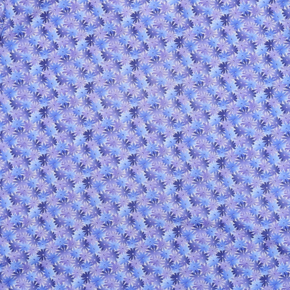 CANDA   Womens Blue Floral  Basic Blouse Size XL