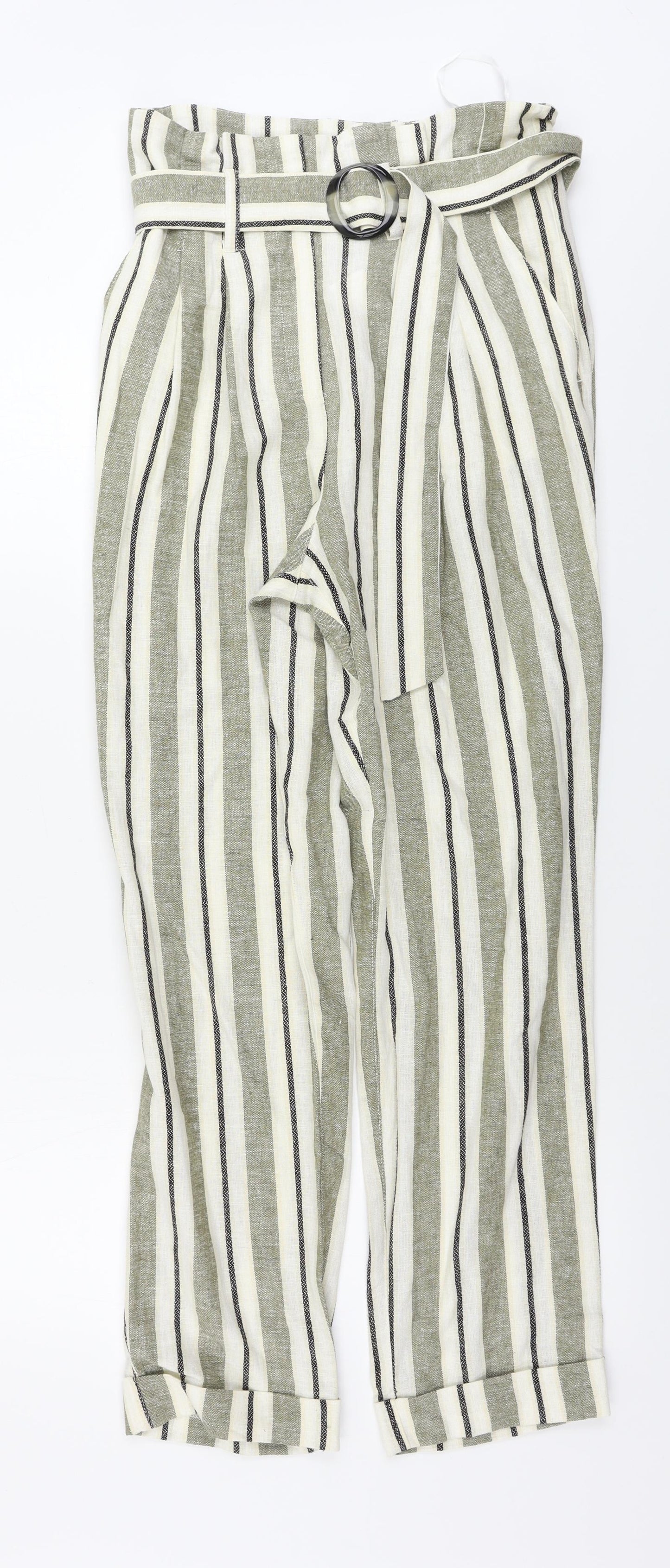Topshop  Womens Brown Striped  Trousers  Size 10 L27 in