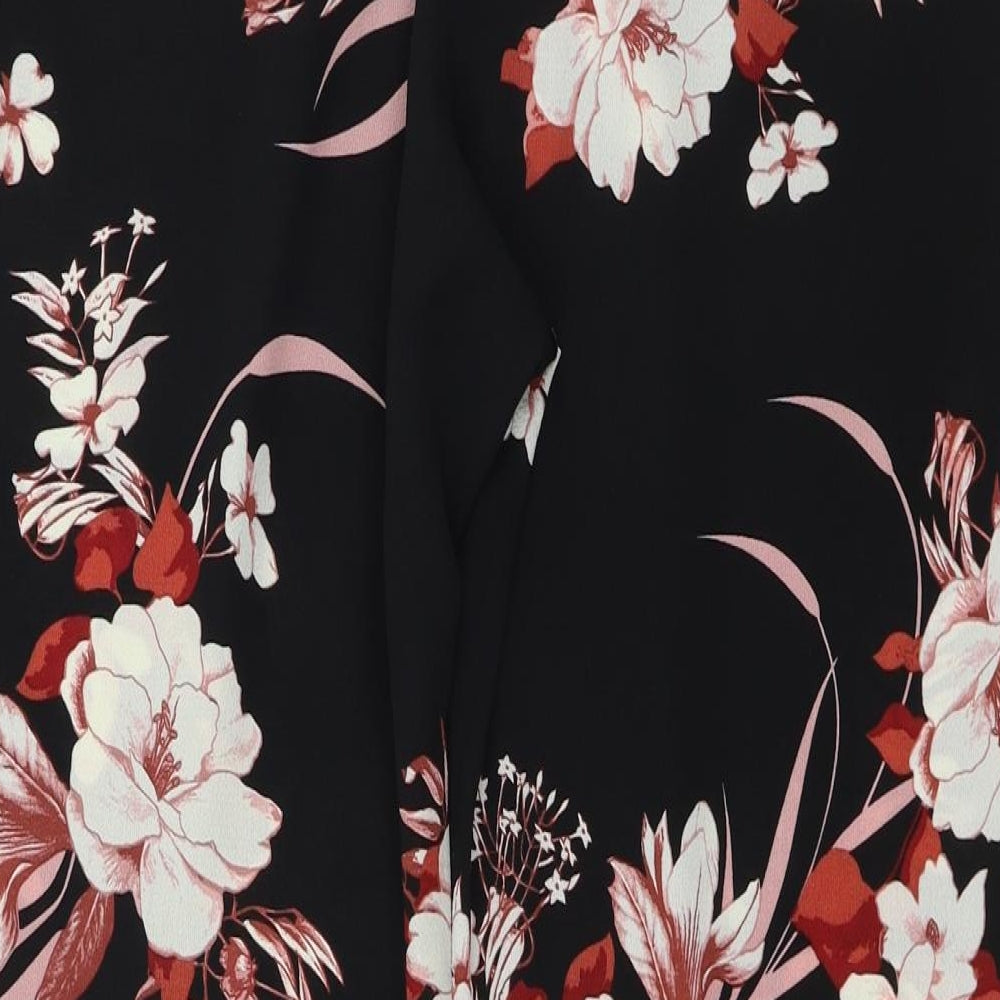Miss Selfridge  Womens Black Floral  Trousers  Size 10 L25 in