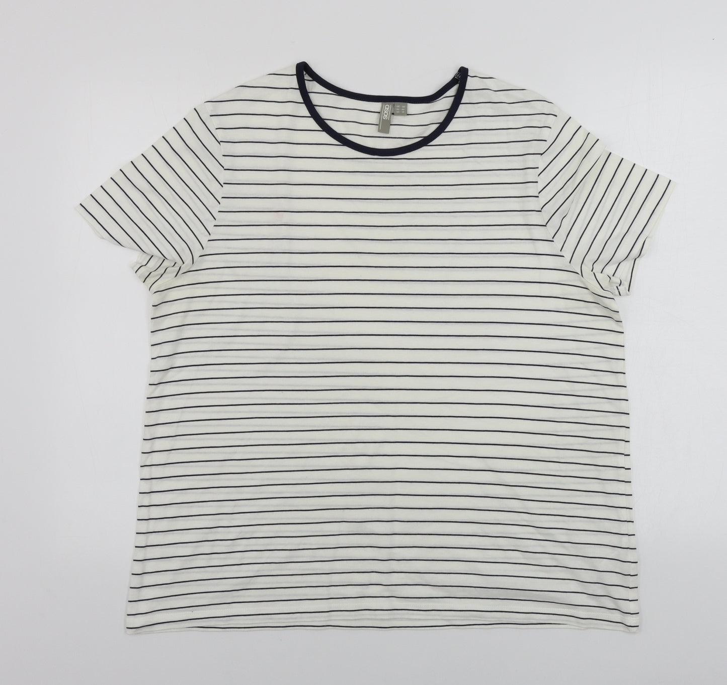 ASOS Womens White Striped  Basic T-Shirt Size 18