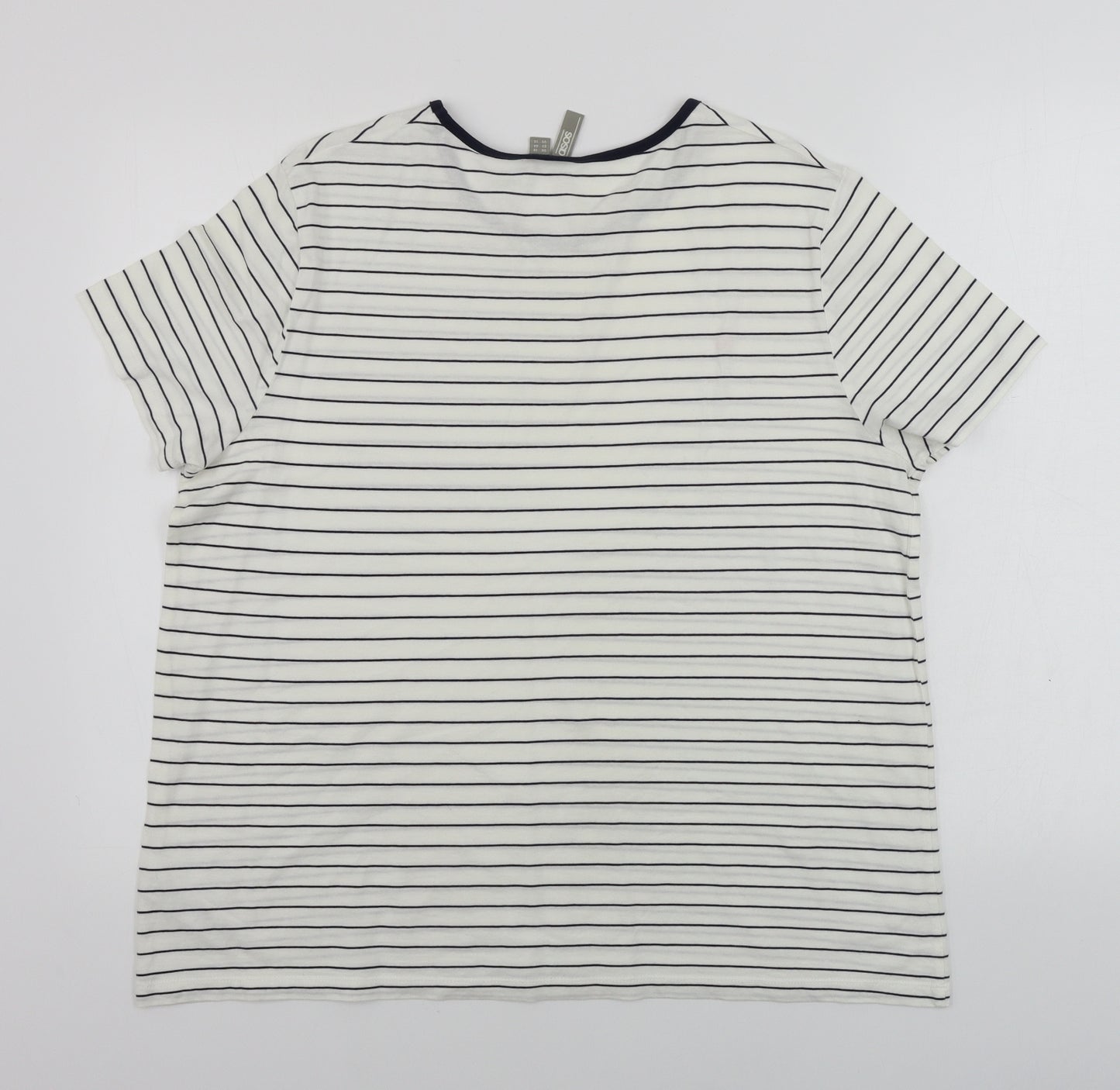 ASOS Womens White Striped  Basic T-Shirt Size 18
