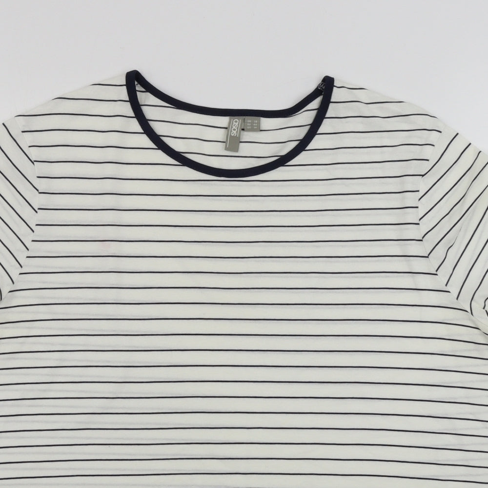 ASOS Womens White Striped  Basic T-Shirt Size 18