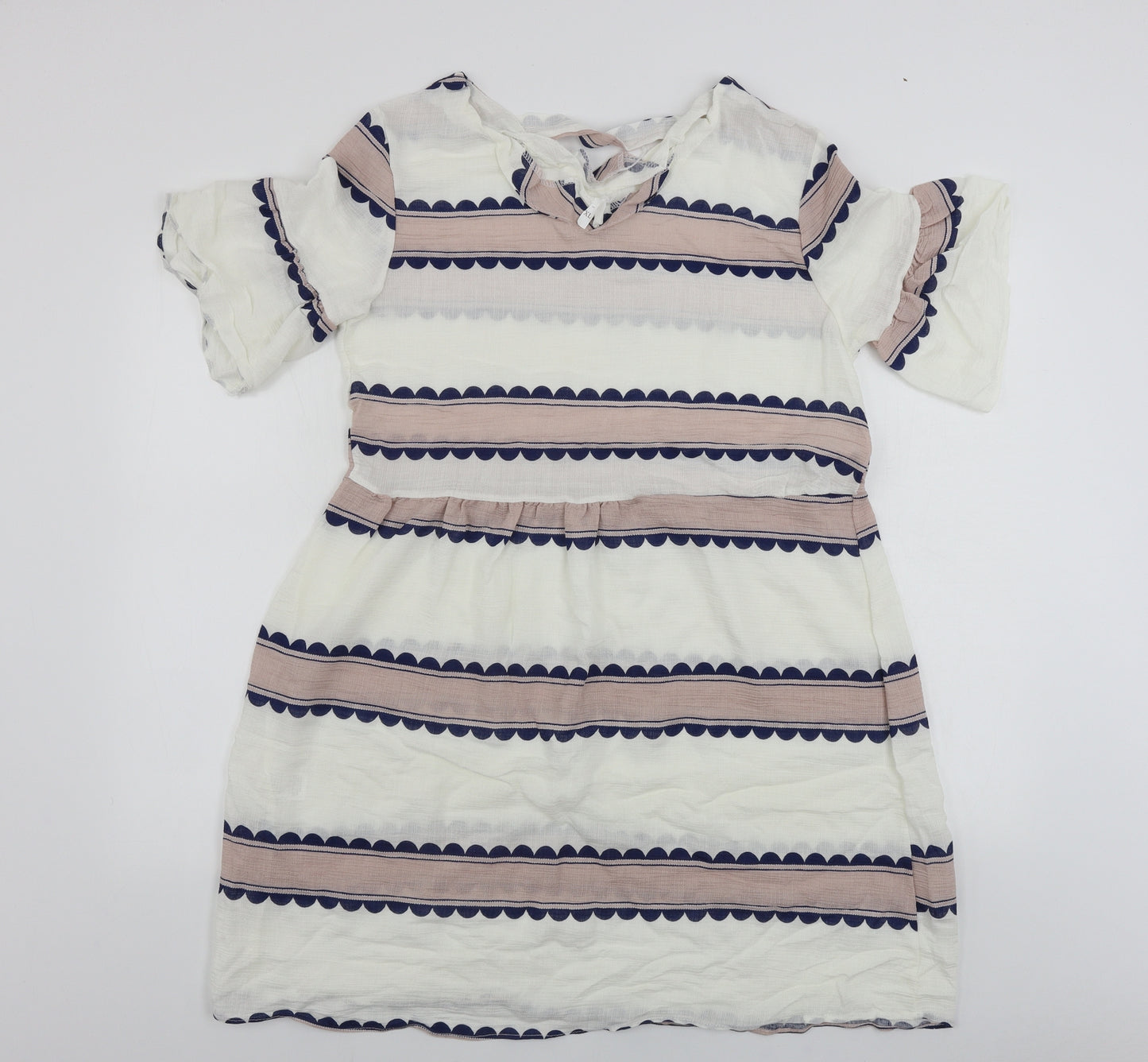Preworn  Womens White Striped  A-Line  Size XL