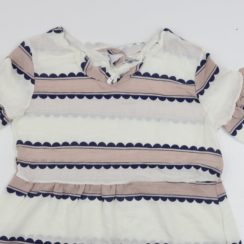 Preworn  Womens White Striped  A-Line  Size XL