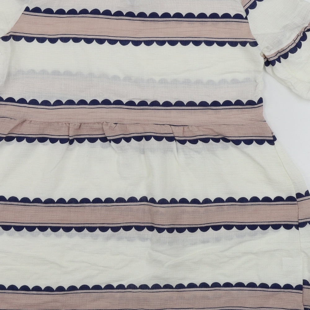 Preworn  Womens White Striped  A-Line  Size XL