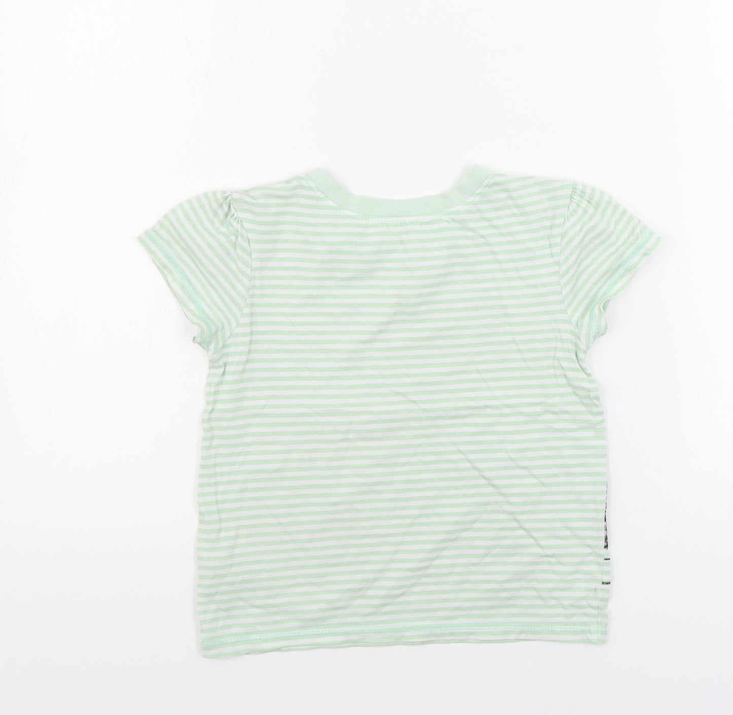 George  Girls Green Striped  Basic T-Shirt Size 5-6 Years