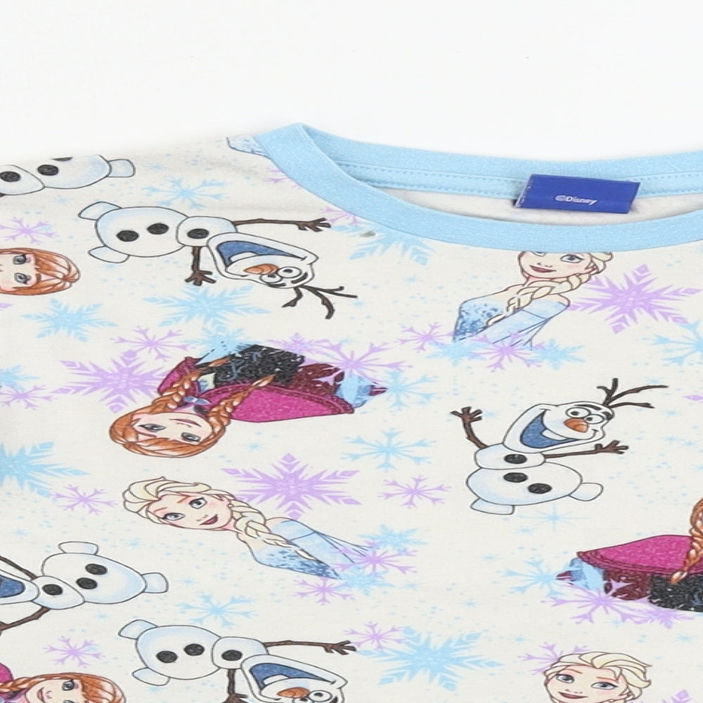 Disney  Girls White   Basic T-Shirt Size 7 Years  - frozen