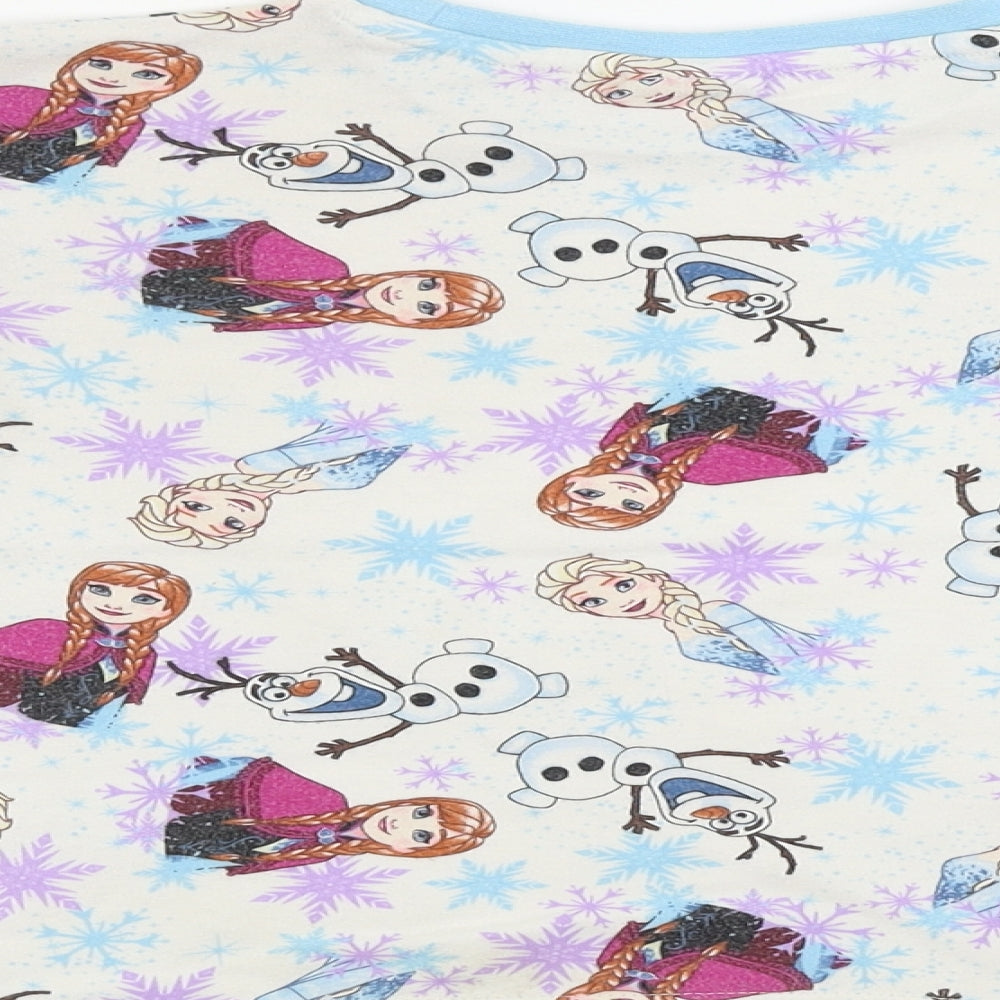 Disney  Girls White   Basic T-Shirt Size 7 Years  - frozen