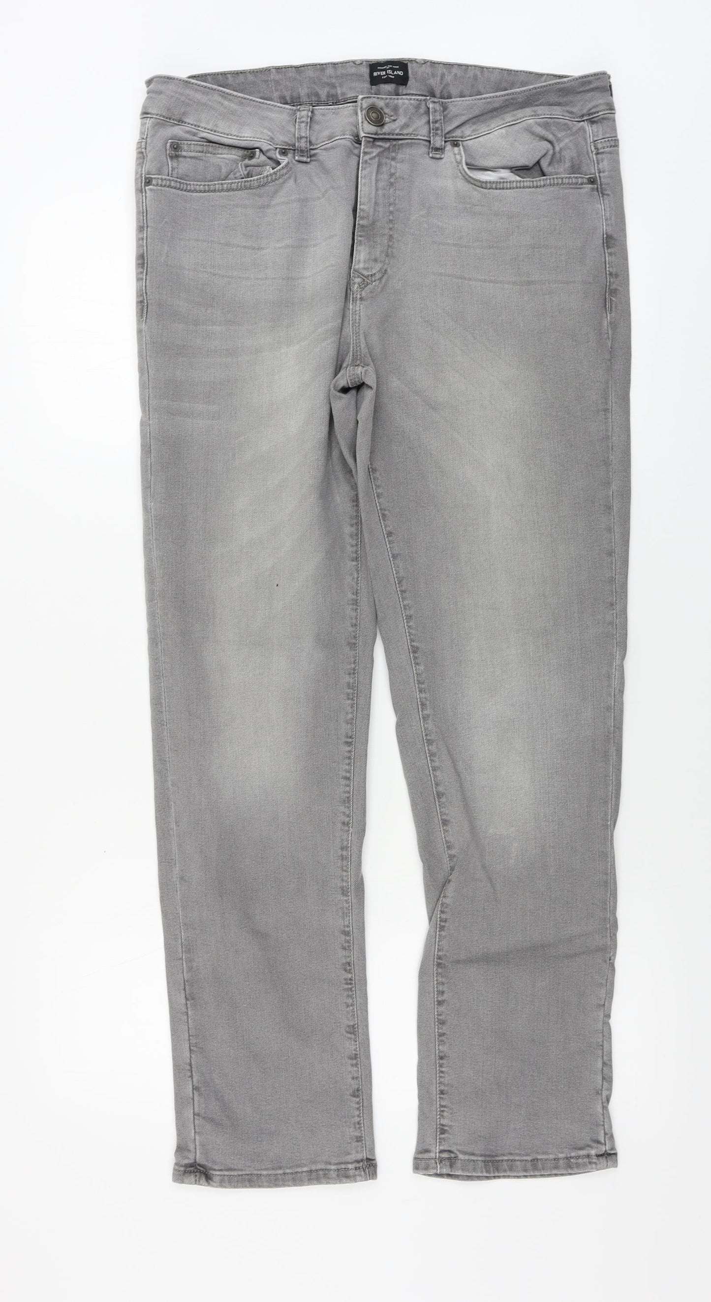 River Island  Mens Grey   Straight Jeans Size 32 in L28 in