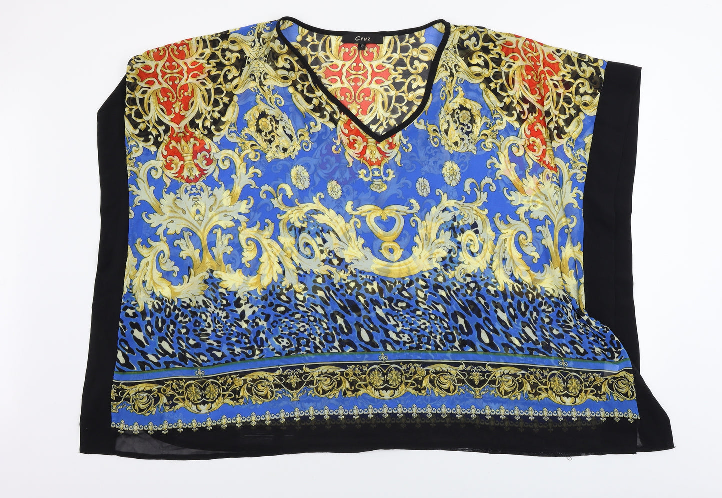 Cruz Womens Blue Geometric  Basic Blouse Size 18