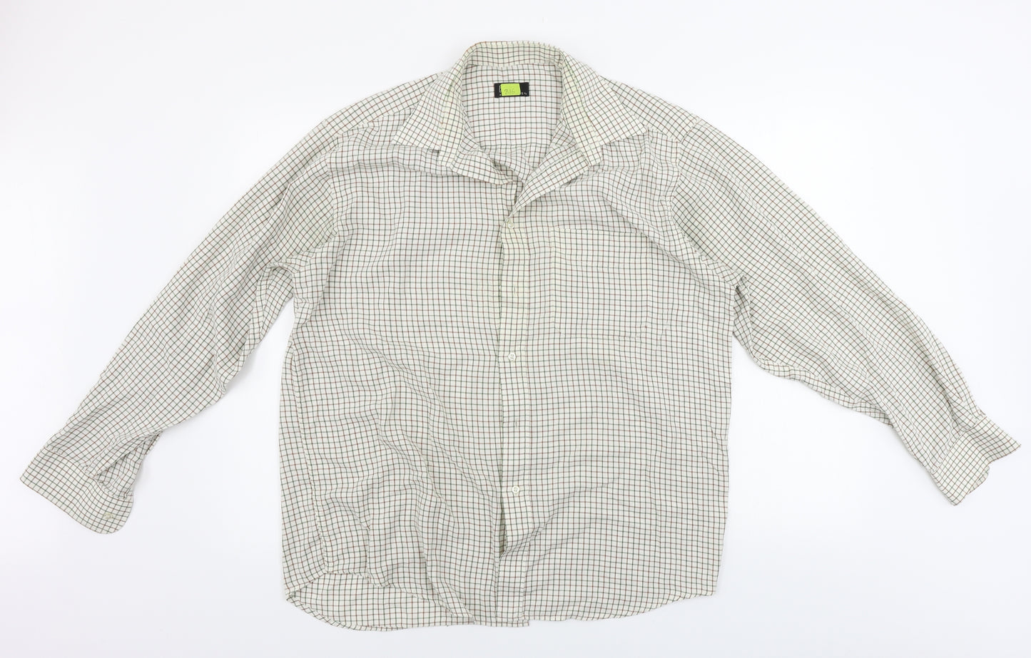 BHS  Mens Ivory Check   Button-Up Size 15