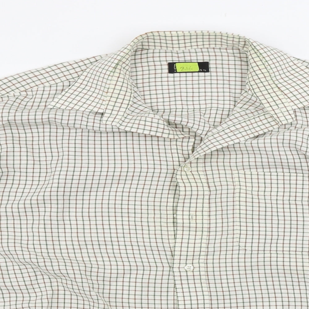 BHS  Mens Ivory Check   Button-Up Size 15