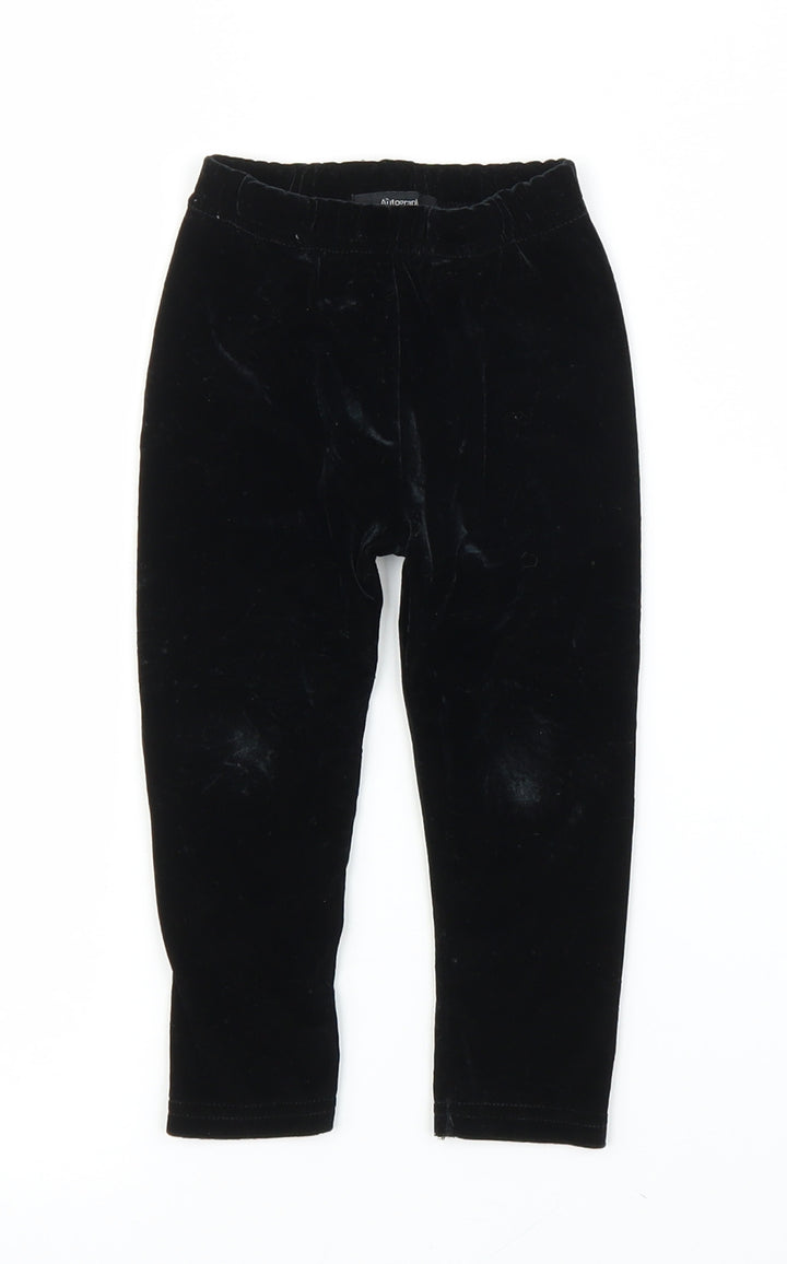 M&S Girls Black Velvet Capri Leggings Size 12 Months