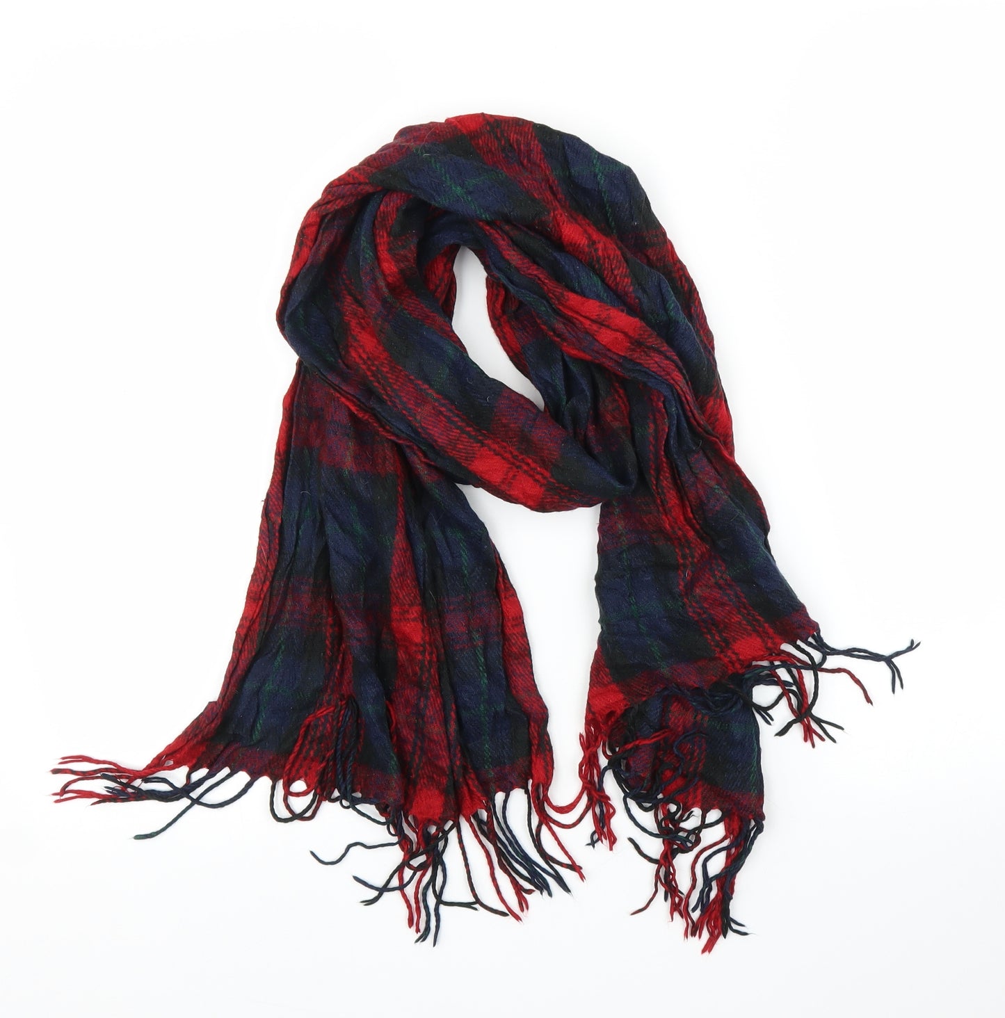 Preworn Unisex Red Plaid   Scarf