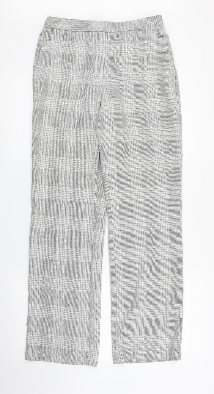 H&M Womens Grey Plaid  Trousers  Size 10 L28 in