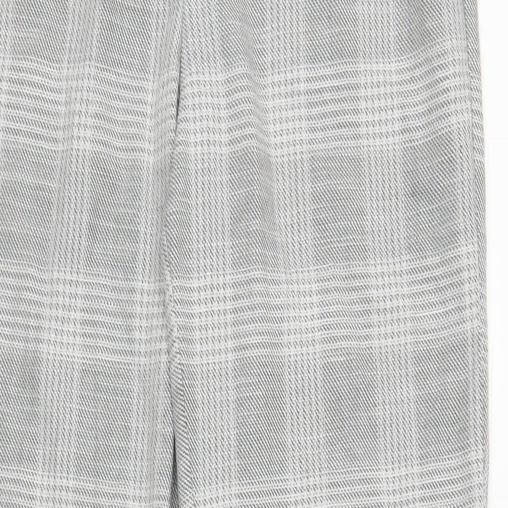 H&M Womens Grey Plaid  Trousers  Size 10 L28 in