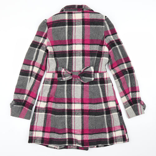 Yumi Womens Purple Plaid  Overcoat Coat Size 8