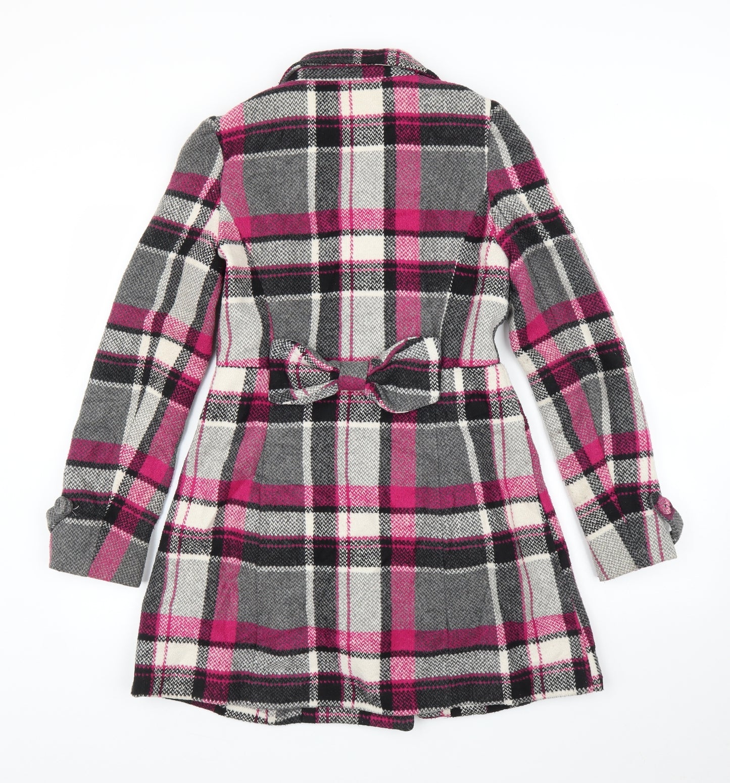 Yumi Womens Purple Plaid  Overcoat Coat Size 8