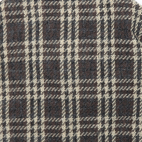 Preworn Womens Brown Plaid  Overcoat Coatigan Size L