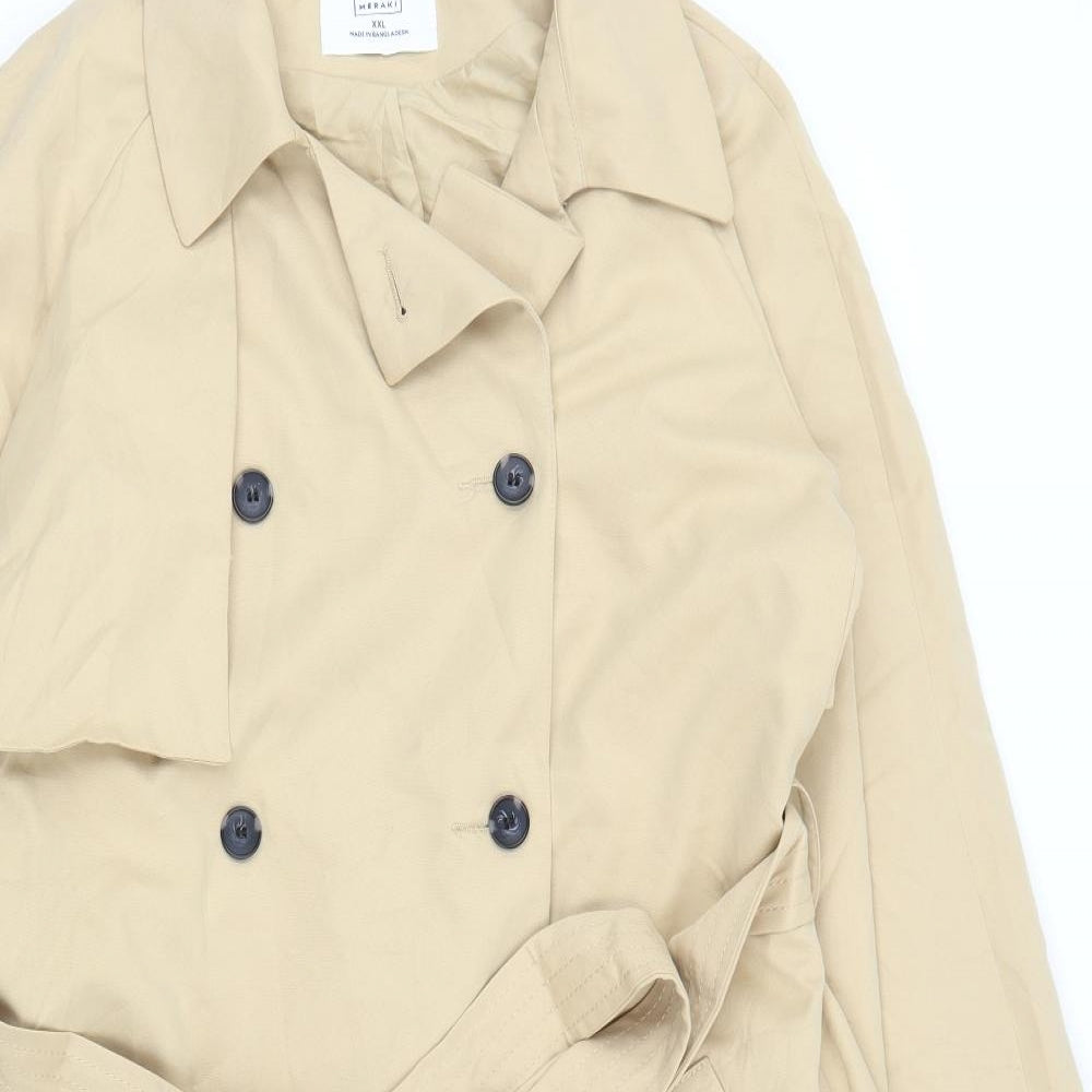 Meraki Womens Beige   Trench Coat Coat Size 2XL