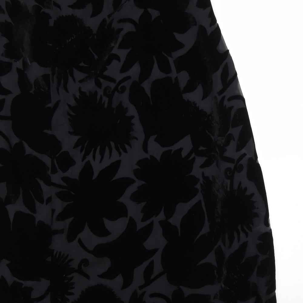Alexon Womens Black Floral  A-Line Skirt Size 14