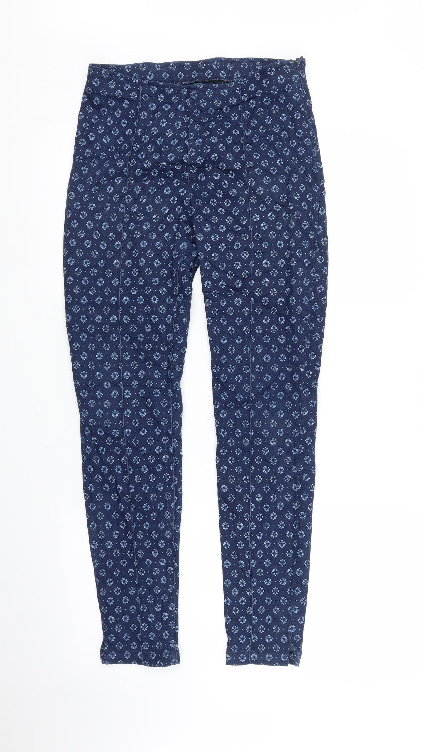 B. Young Womens Blue Floral  Pedal Pusher Trousers Size 8 L26 in