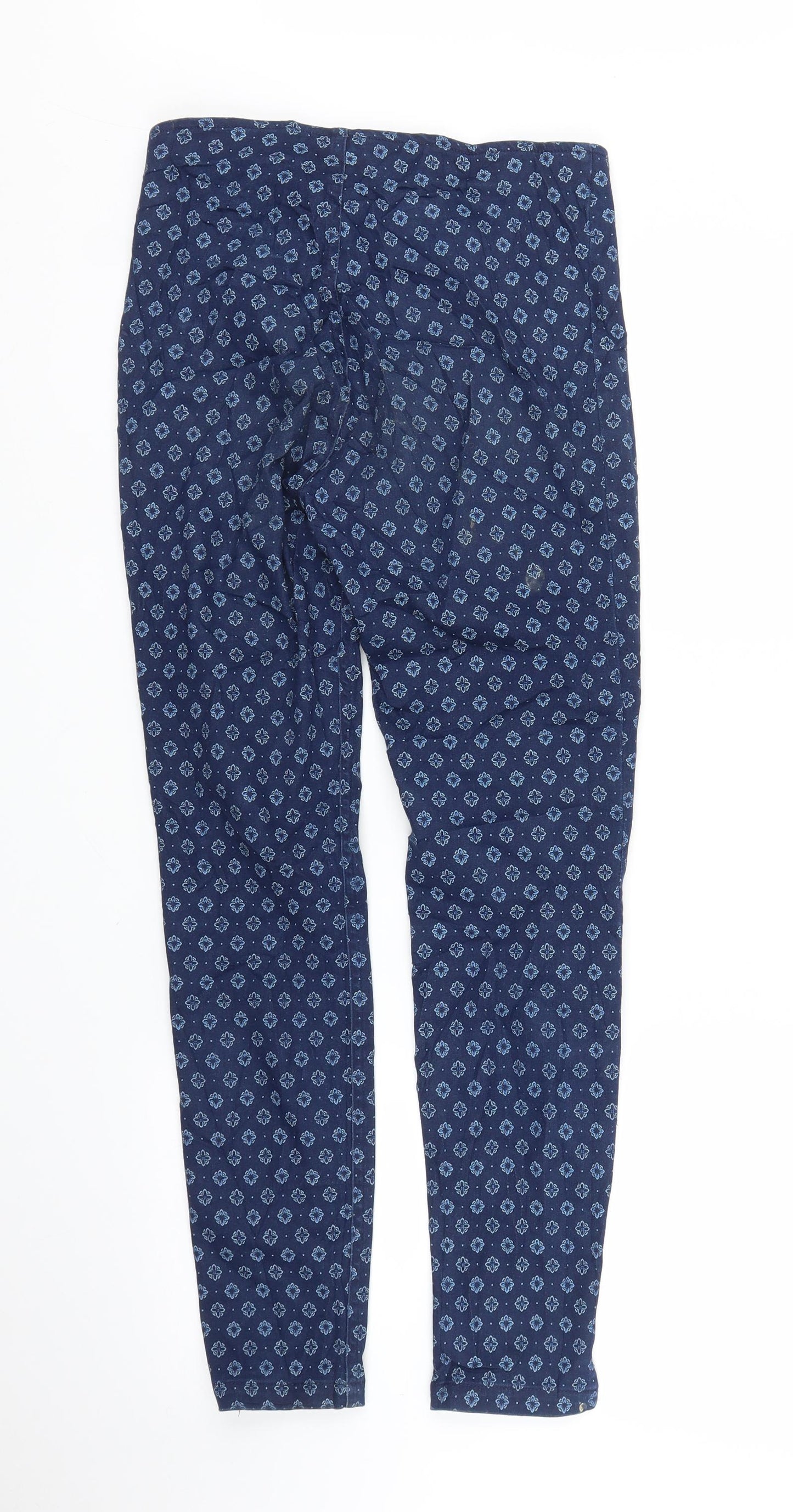 B. Young Womens Blue Floral  Pedal Pusher Trousers Size 8 L26 in