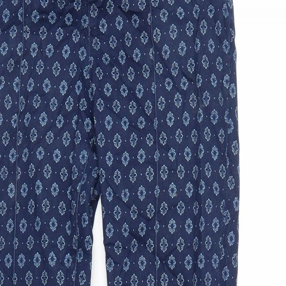 B. Young Womens Blue Floral  Pedal Pusher Trousers Size 8 L26 in