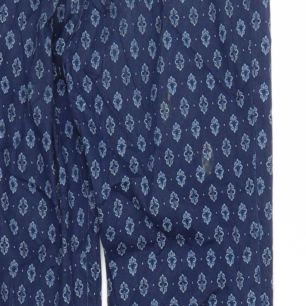 B. Young Womens Blue Floral  Pedal Pusher Trousers Size 8 L26 in