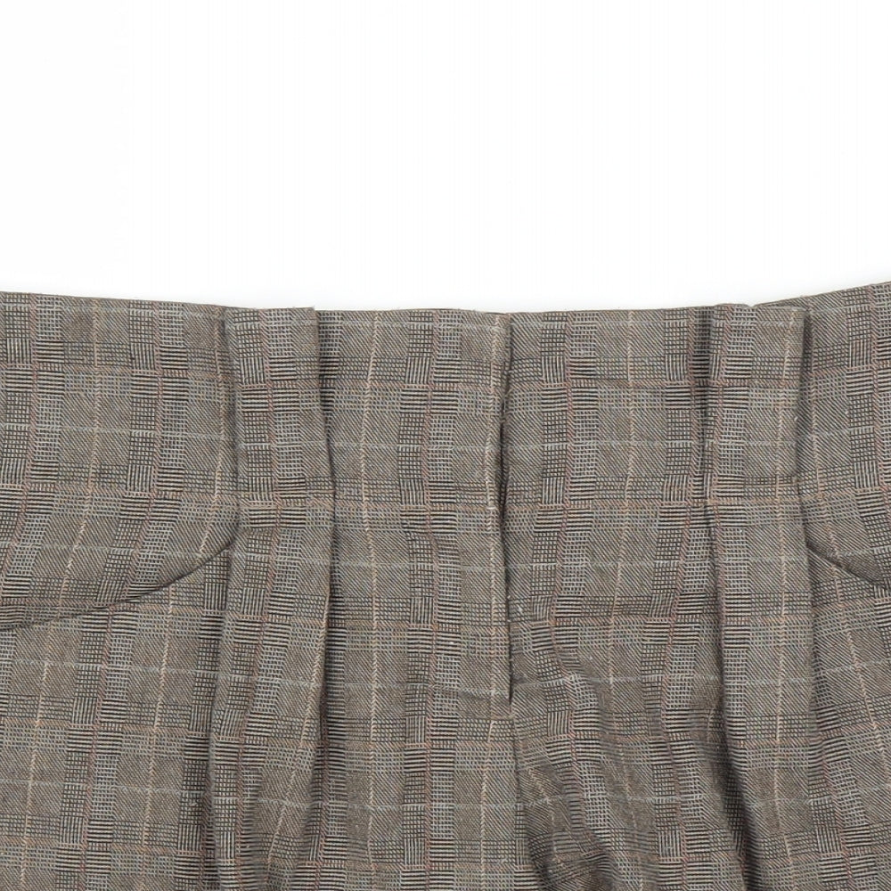 New Look Womens Brown Plaid  Paperbag Shorts Size 10