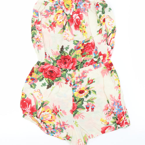 Glamorous Womens Ivory Floral  Romper One-Piece Size 10