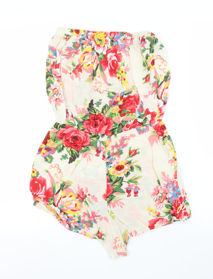 Glamorous Womens Ivory Floral Romper One-Piece Size 10