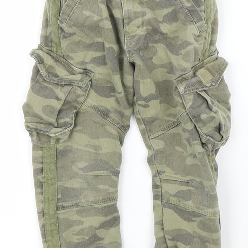 TU Boys Green Camouflage Denim Cargo Trousers Size 4 Years