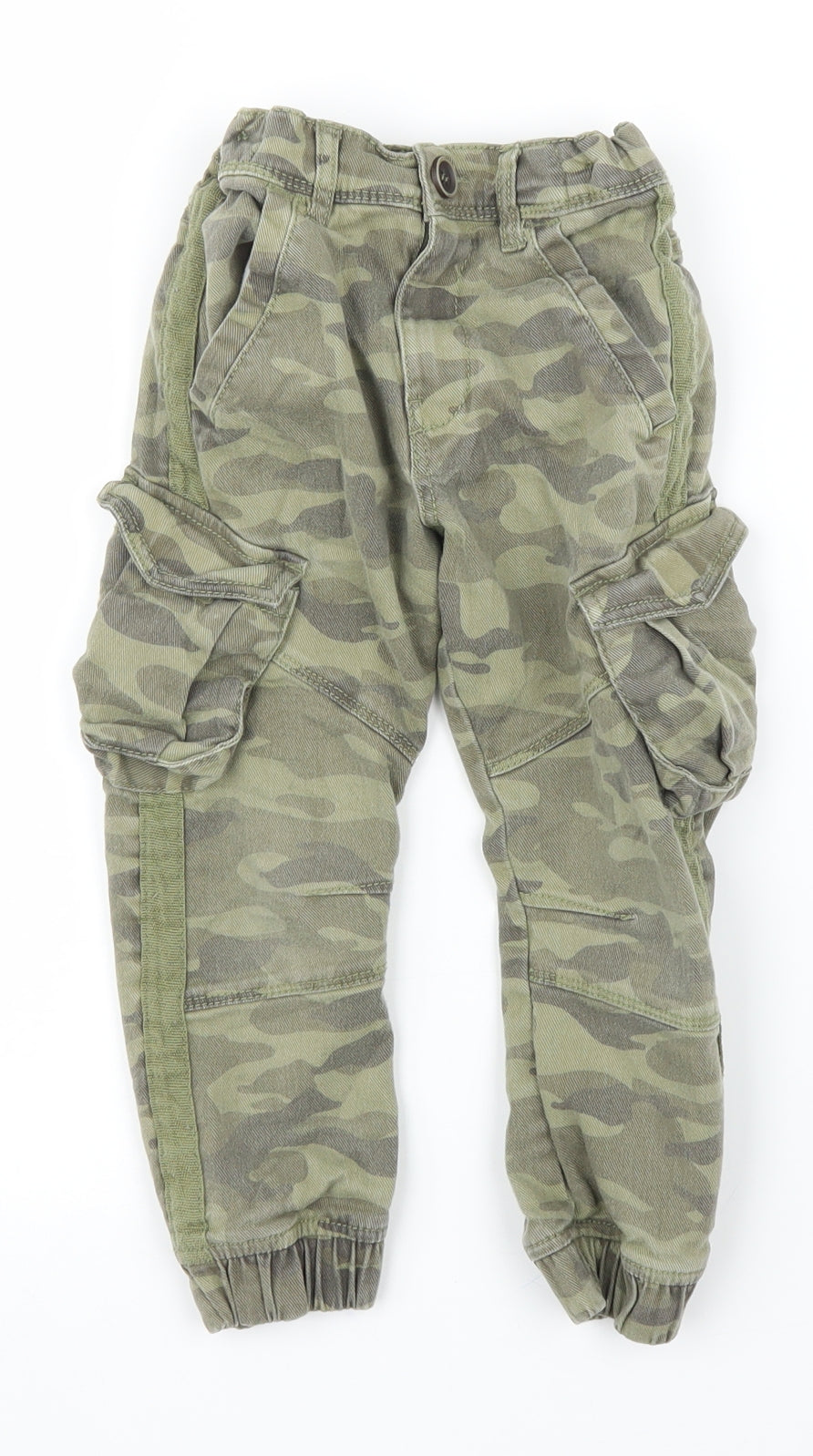 TU Boys Green Camouflage Denim Cargo Trousers Size 4 Years